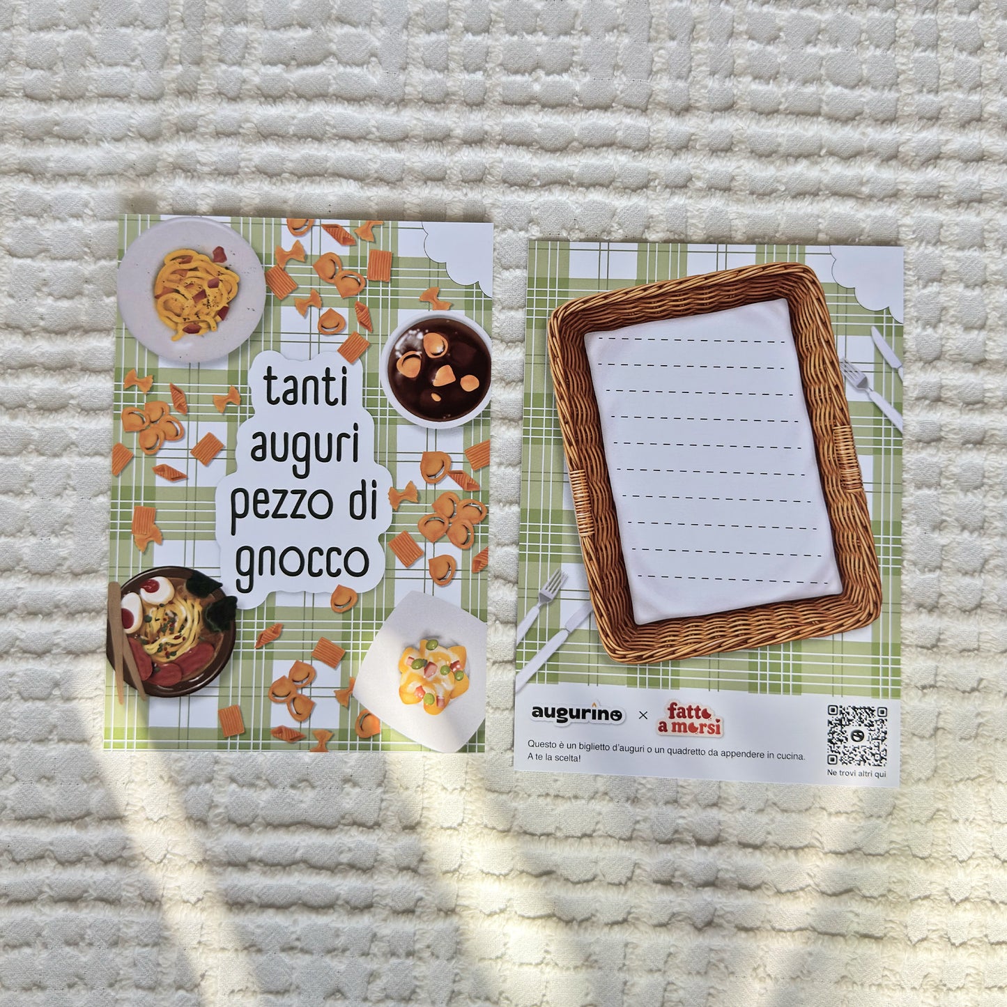 stampa fronte e retro con scritta tanti auguri pezzo di gnocco con cibo salato