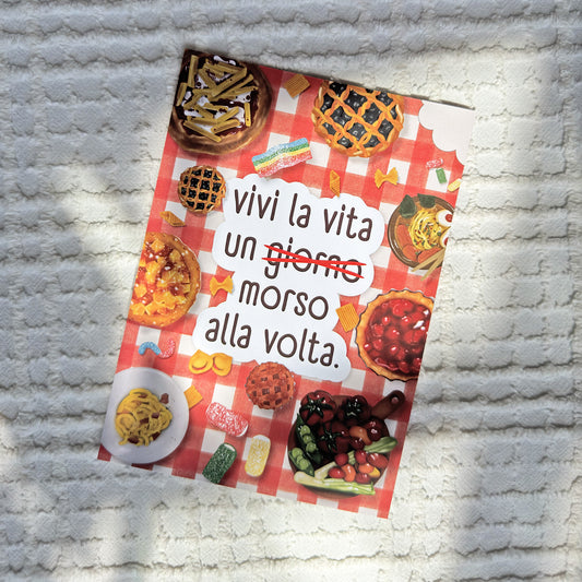 vivi la vita un morso alla volta foto stampa fronte